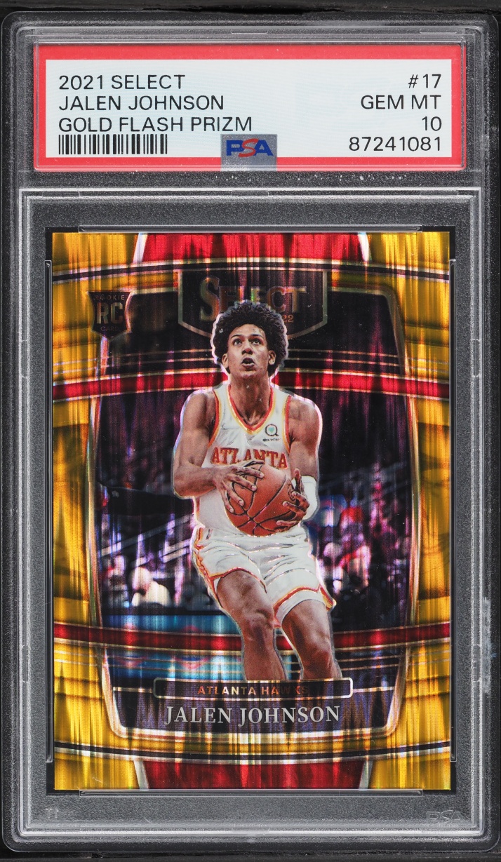 2021 Select Concourse Gold Flash Prizm Jalen Johnson ROOKIE /10 #17 PSA 10 GEM MINT