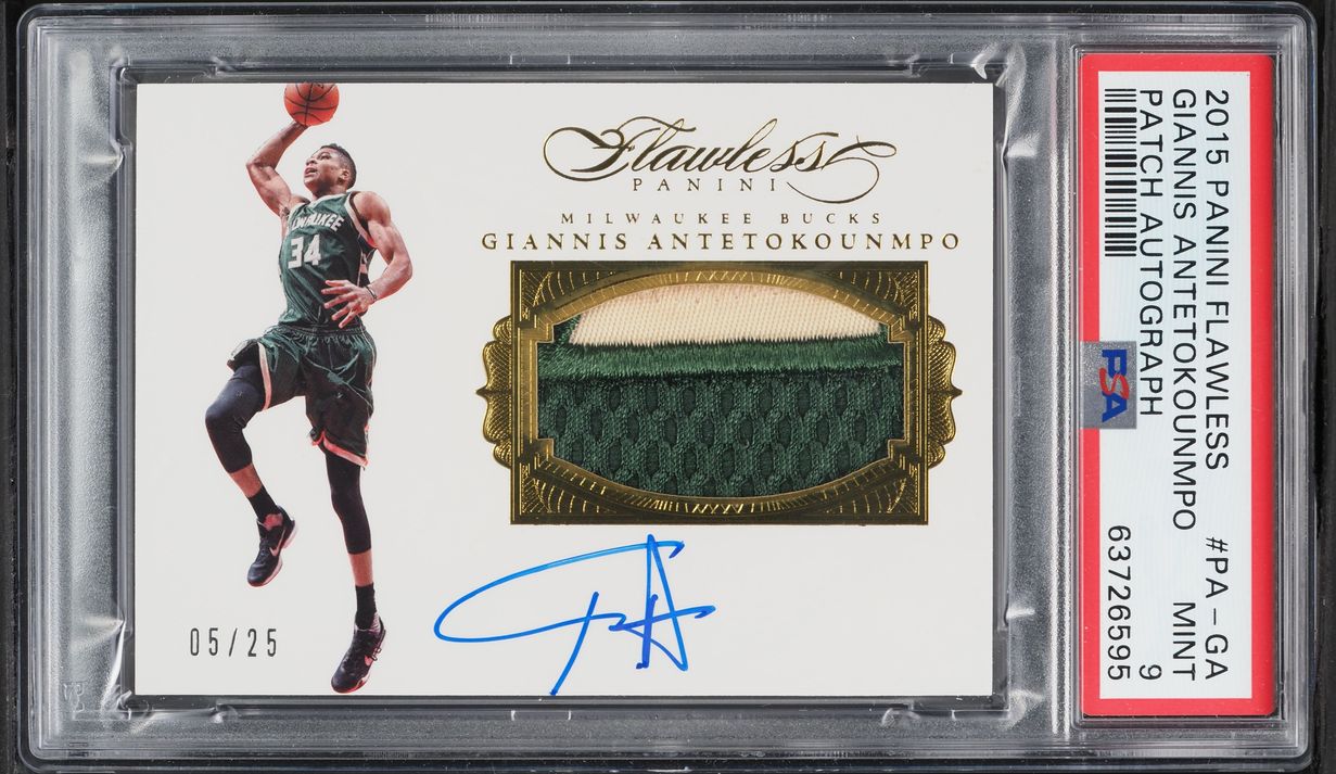 2015 Panini Flawless Giannis Antetokounmpo PATCH AUTO /25 #PA-GA PSA 9 MINT
