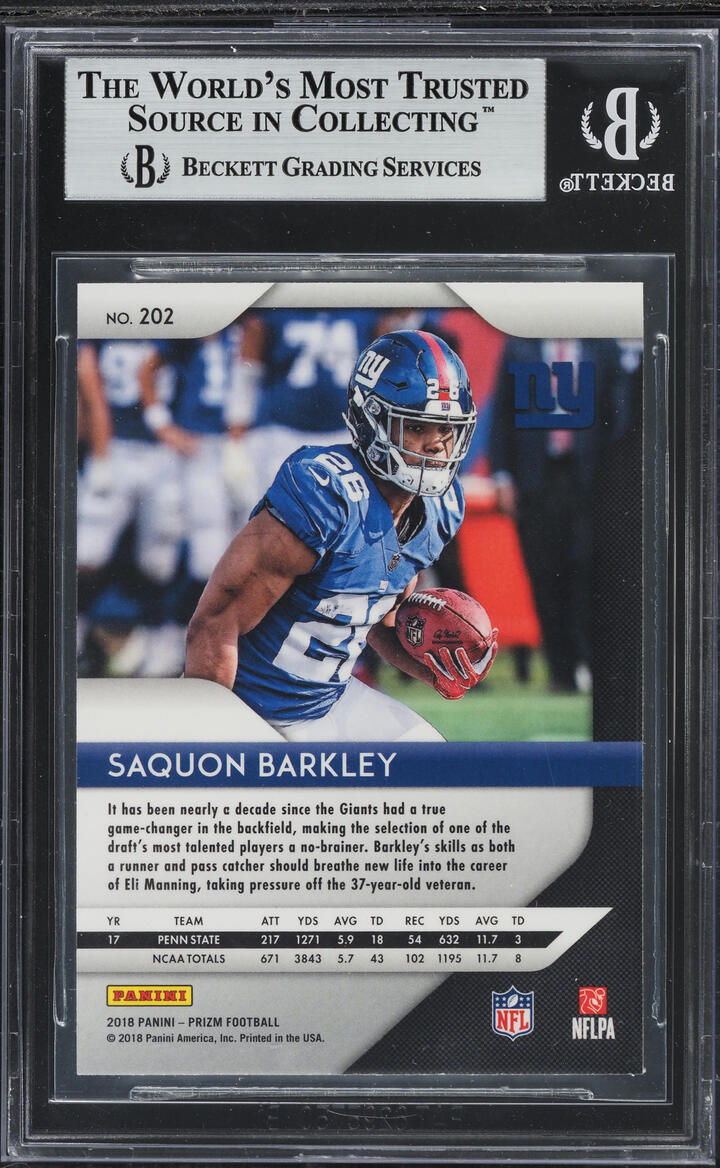 2018 Panini Prizm Saquon Barkley ROOKIE #202 BGS 8.5 NM-MT+
