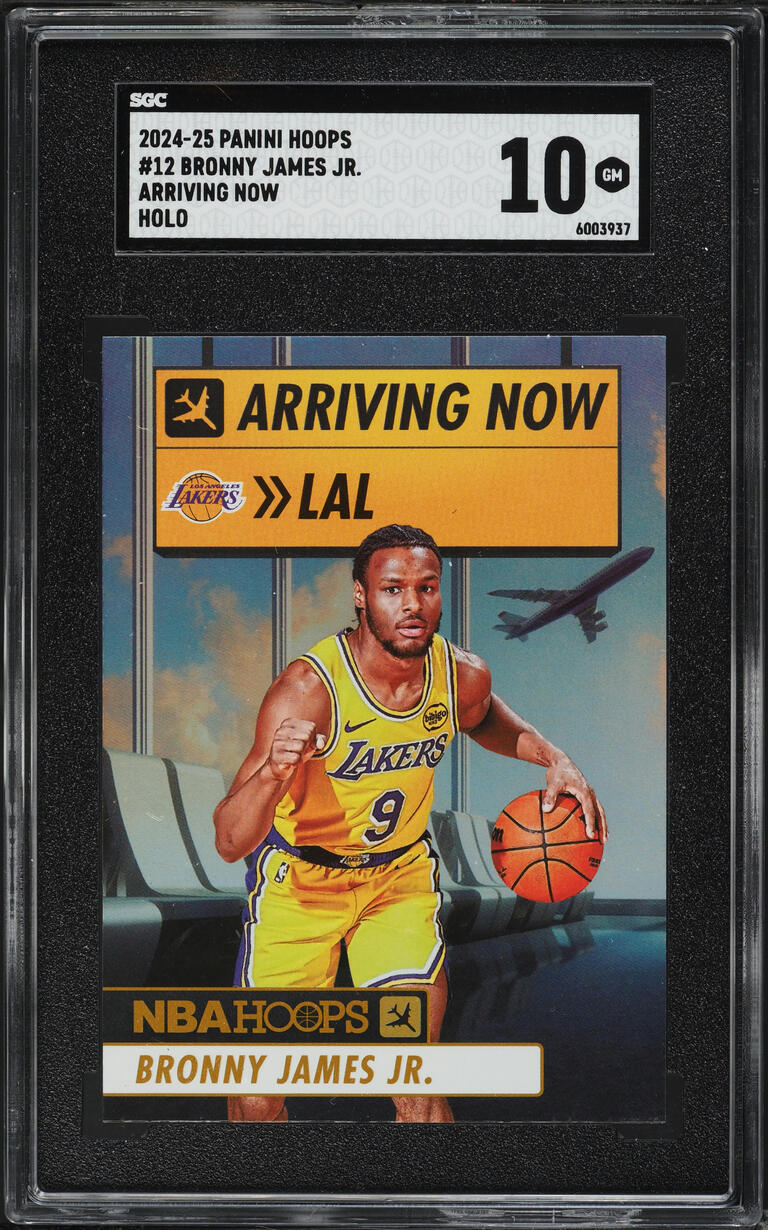 2024 Hoops Arriving Now Holo Bronny James Jr. ROOKIE #12 SGC 10 GEM MINT