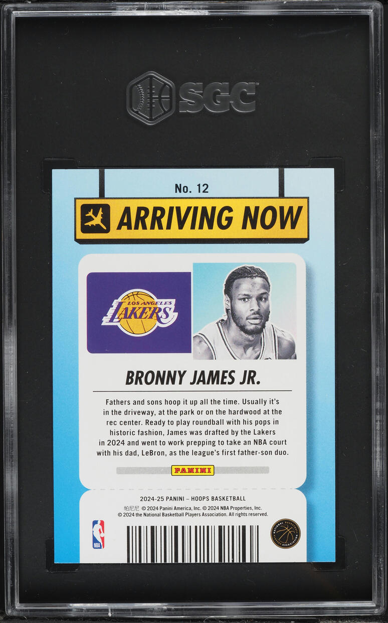 2024 Hoops Arriving Now Holo Bronny James Jr. ROOKIE #12 SGC 10 GEM MINT