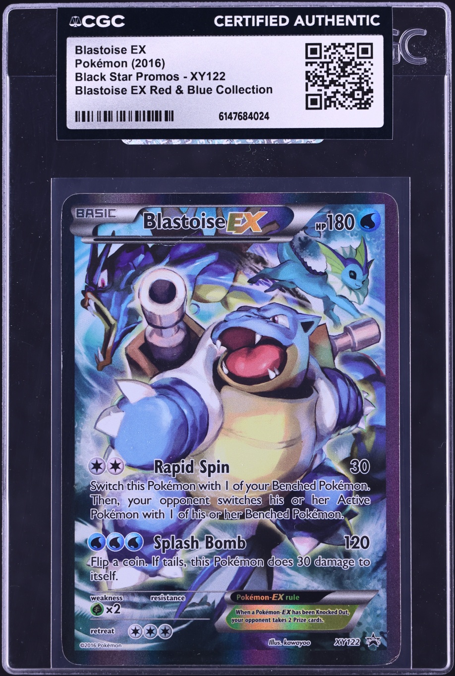 2016 Pokemon XY Promo Red & Blue Collection Full Art Blastoise EX #XY122 CGC AUTH