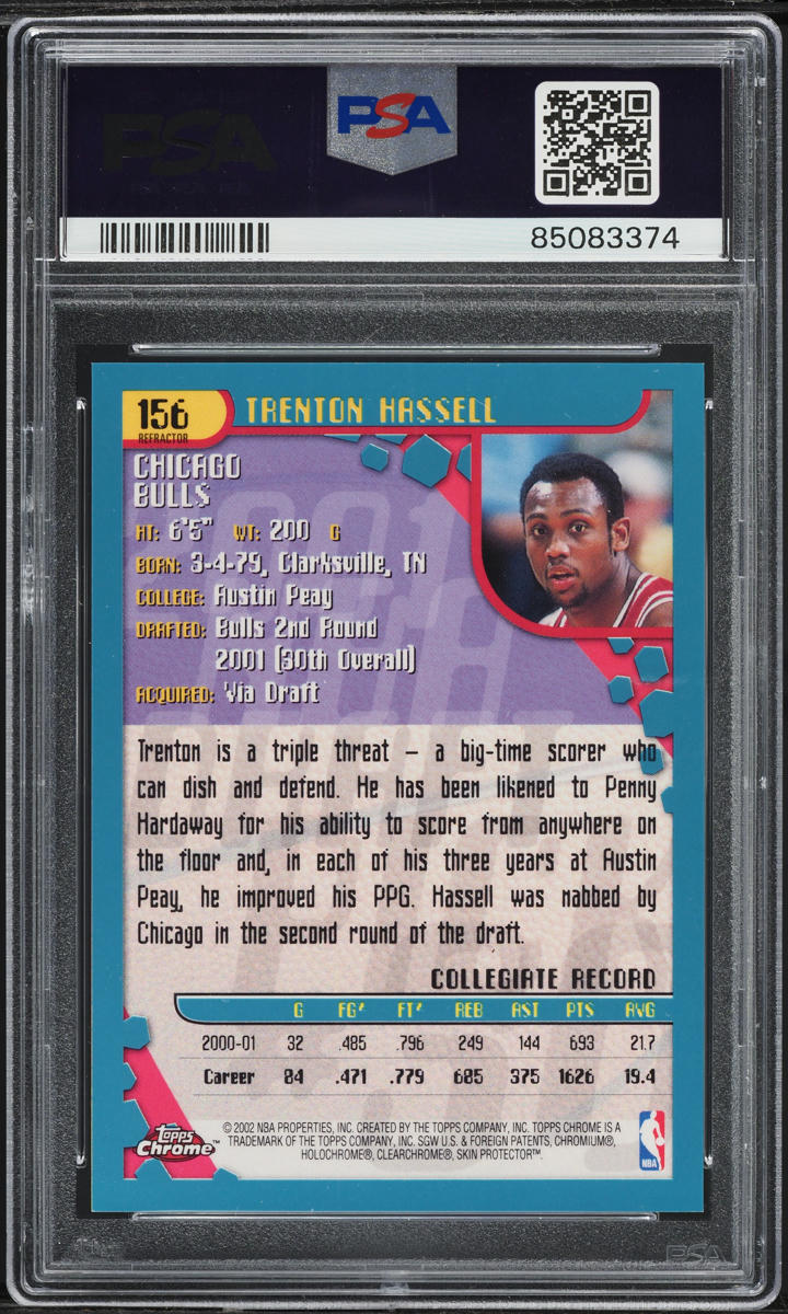 2001 Topps Chrome Refractor Trenton Hassell ROOKIE #156 PSA 10 GEM MINT
