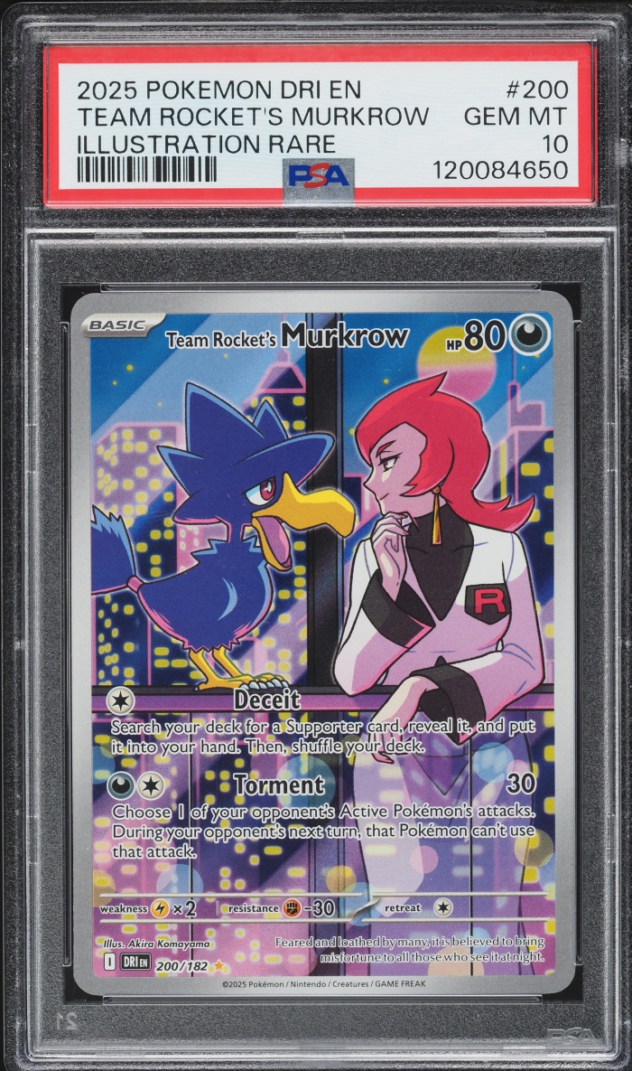 2025 Pokemon Scarlet & Violet Destined Rivals IR Team Rocket's Murkrow #200 PSA 10 GEM MINT