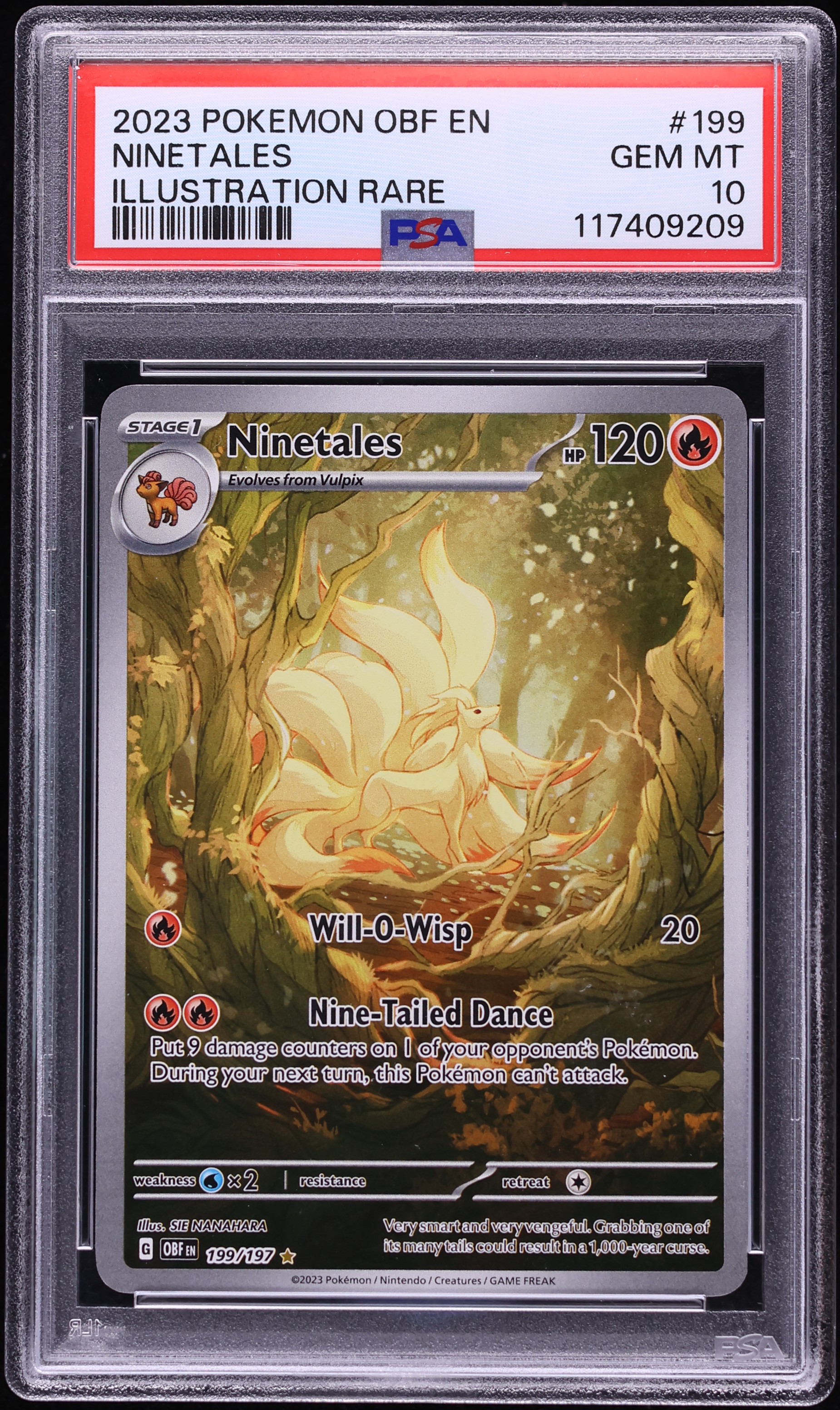 2023 Pokemon Scarlet & Violet Obsidian Flames IR Ninetales #199 PSA 10 GEM MINT