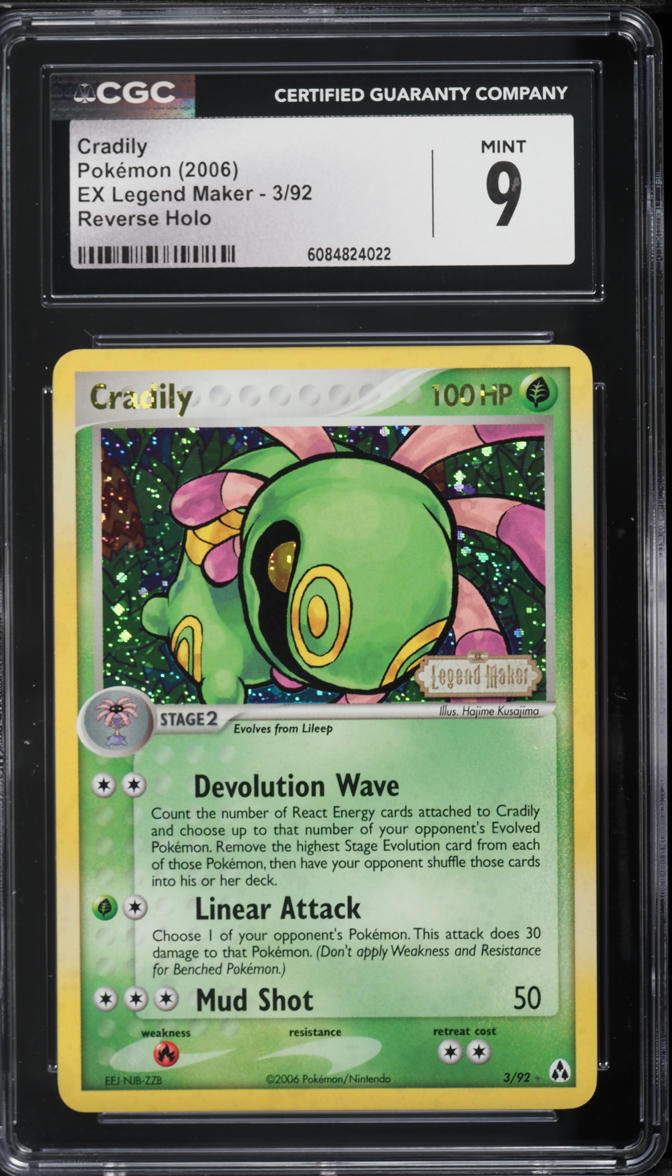 2006 Pokemon EX Legend Maker Reverse Holo Cradily #3 CGC 9 MINT