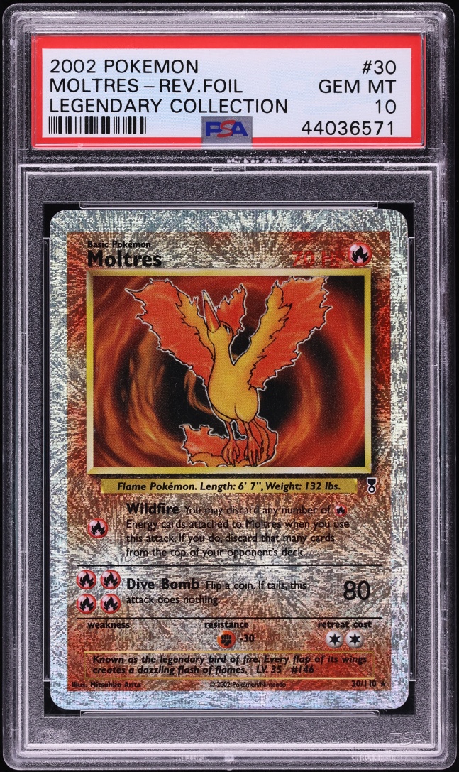 2002 Pokemon Legendary Collection Reverse Holo Moltres #30 PSA 10 GEM MINT