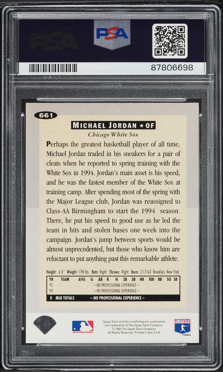 1994 Collector's Choice Silver Signature Michael Jordan ROOKIE #661 PSA 7 NRMT