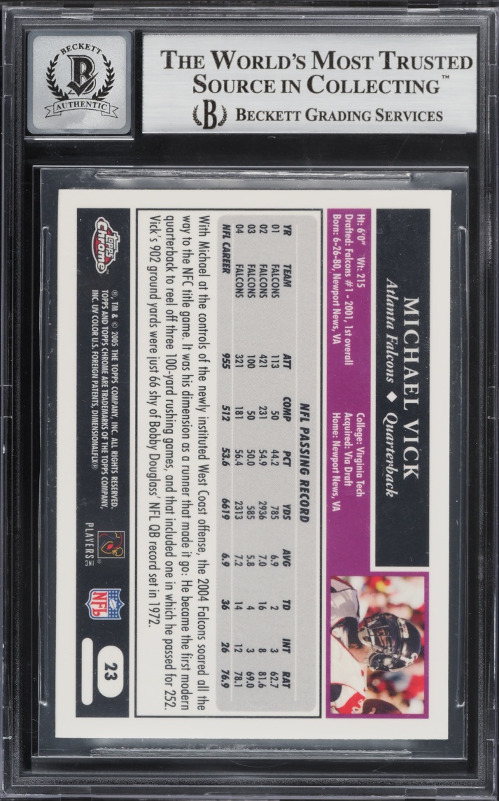 2005 Topps Chrome Michael Vick AUTO #23 BGS AUTH