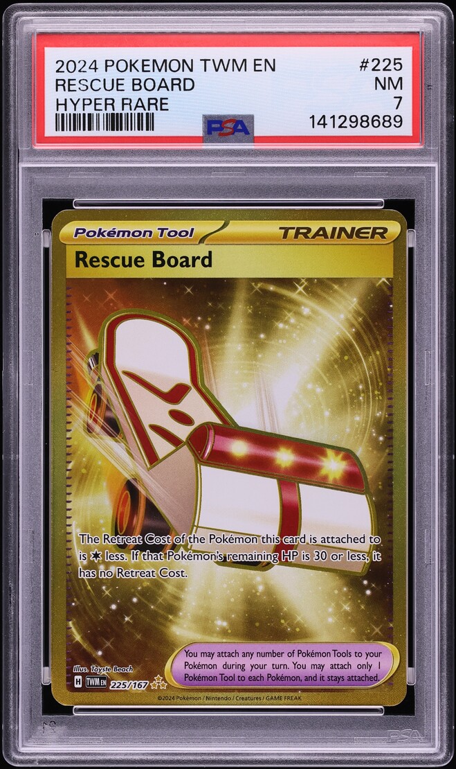 2024 Pokemon Scarlet & Violet Twilight Masquerade Gold Rare Rescue Board #225 PSA 7 NRMT