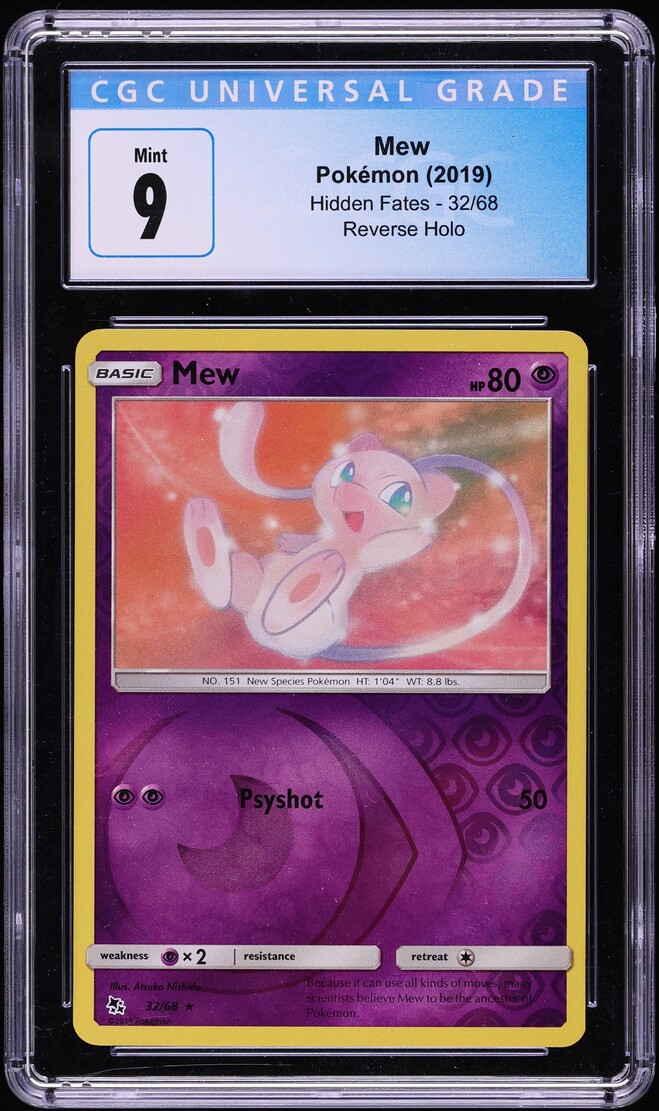 2019 Pokemon Sun & Moon Hidden Fates Reverse Holo Mew #32 CGC 9 MINT
