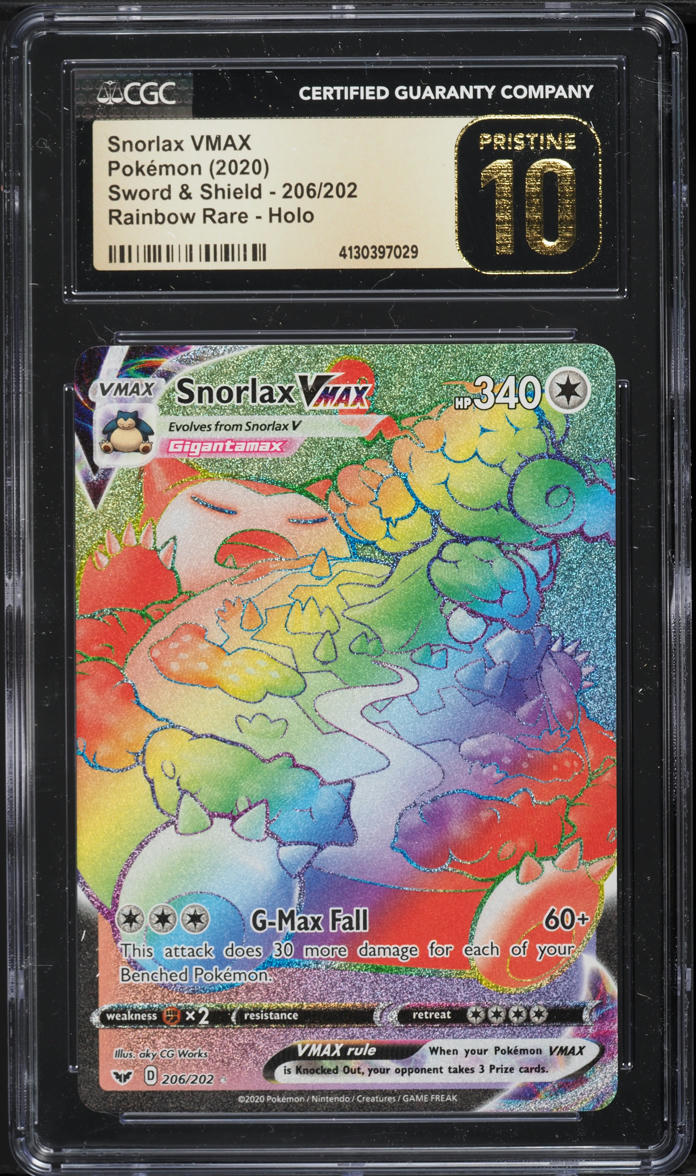 2020 Pokemon Sword & Shield Hyper Rare Snorlax VMAX #206 CGC 10 PRISTINE