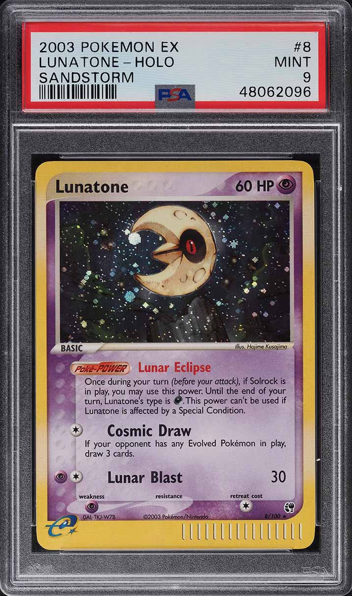 2003 Pokemon EX Sandstorm Holo Lunatone #8 PSA 9 MINT