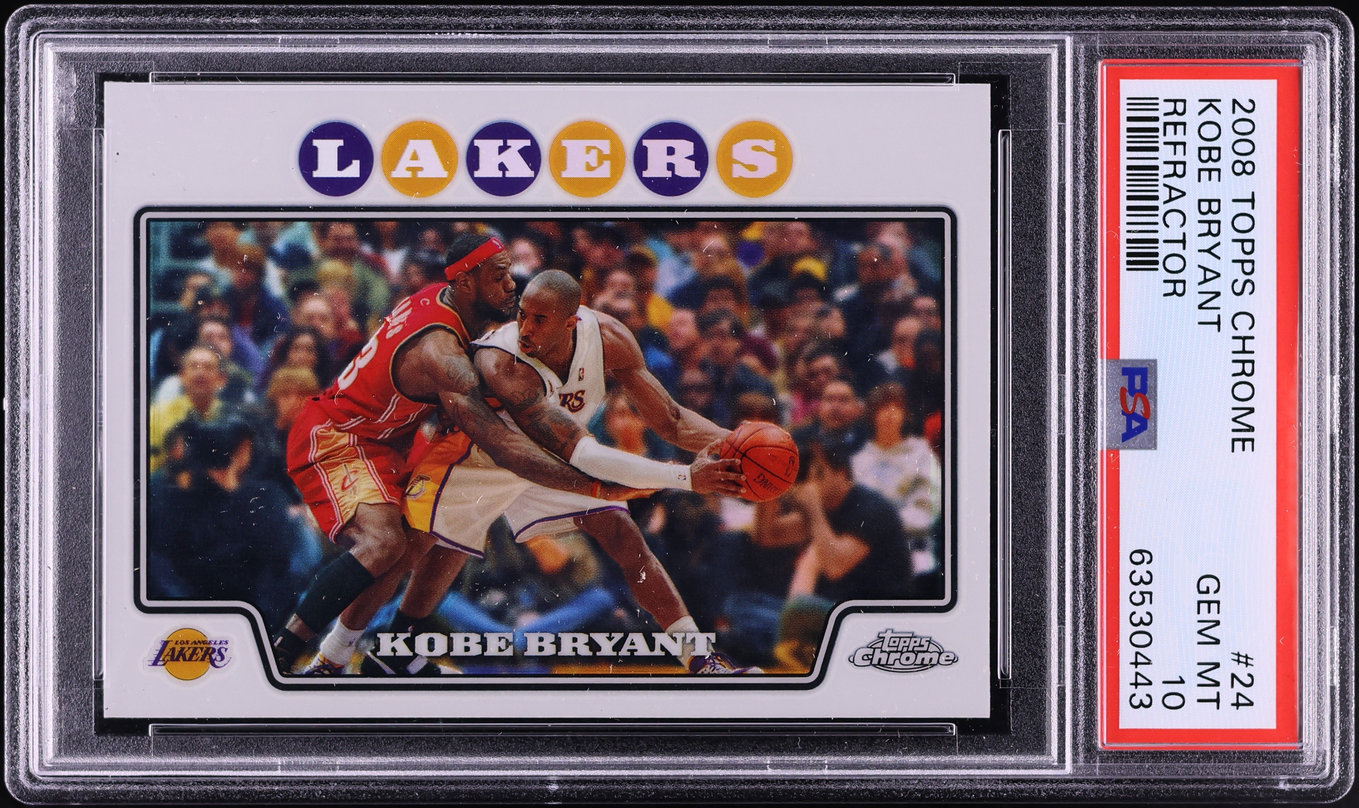 2008 Topps Chrome Refractor Kobe Bryant w/ LeBron James #24 PSA 10