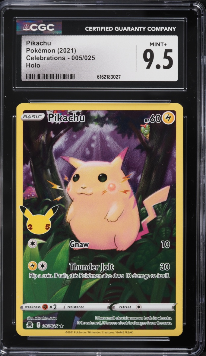 2021 Pokemon Sword & Shield Celebrations Full Art Pikachu #5 CGC 9.5 MINT+