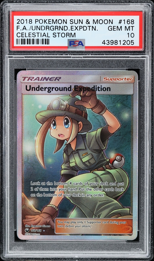 2018 Pokemon Sun & Moon Celestial Storm Full Art Underground Expedition #168 PSA 10 GEM MINT