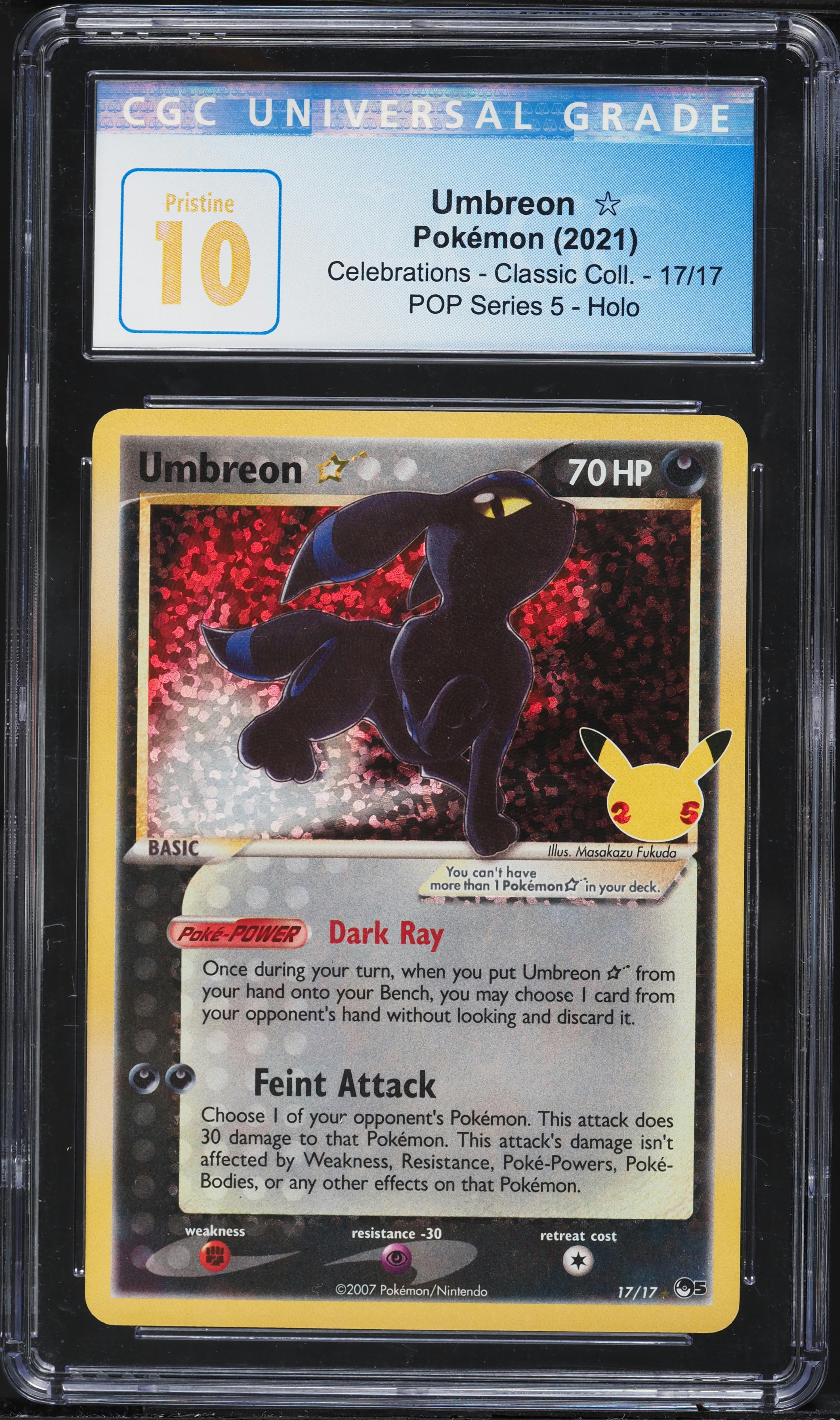 2021 Pokemon SWSH Celebrations Classic Collection Holo Umbreon Gold Star #17 CGC 10 PRISTINE
