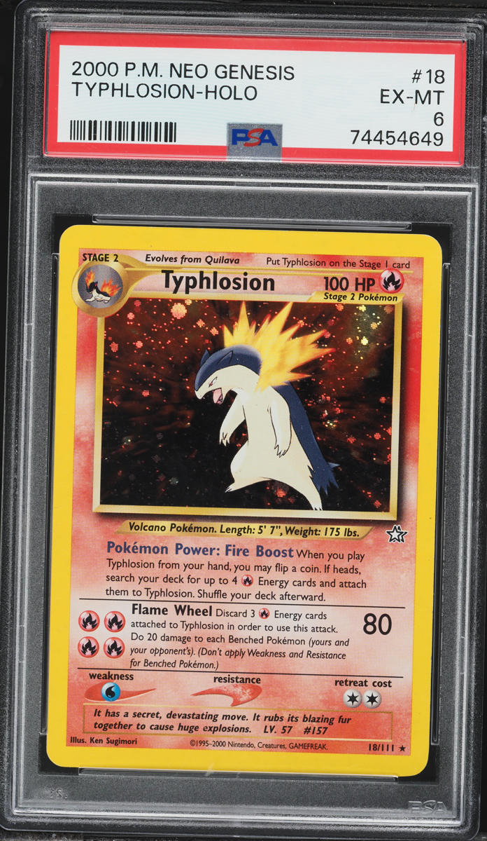 2000 Pokemon Neo Genesis Holo Typhlosion #18 PSA 6 EXMT
