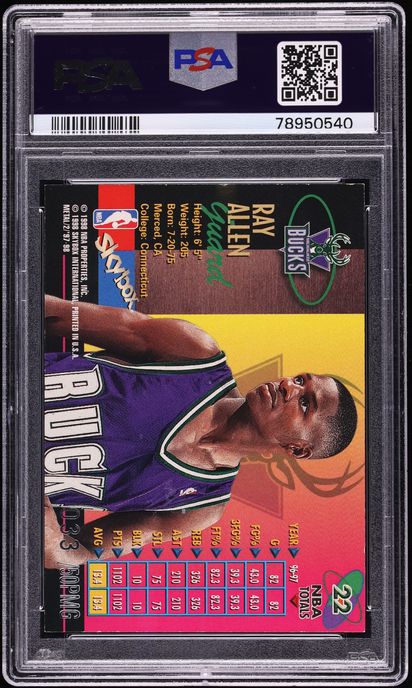 1997 Metal Universe Championship Precious Metal Gems PMG Ray Allen /50 #22 PSA 8 NM-MT