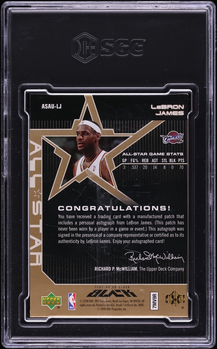 2007 Upper Deck Black All-Star Gold LeBron James PATCH AUTO /15 #ASAU ...