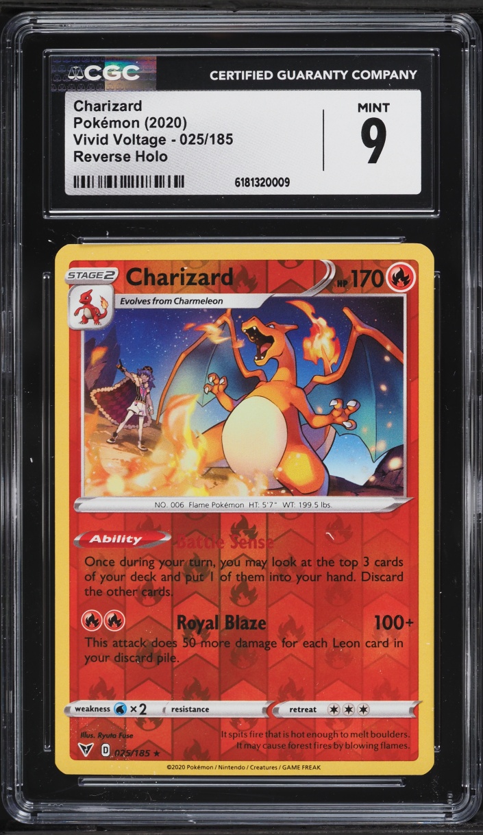 2020 Pokemon Sword & Shield Vivid Voltage Reverse Holo Charizard #25 CGC 9 MINT
