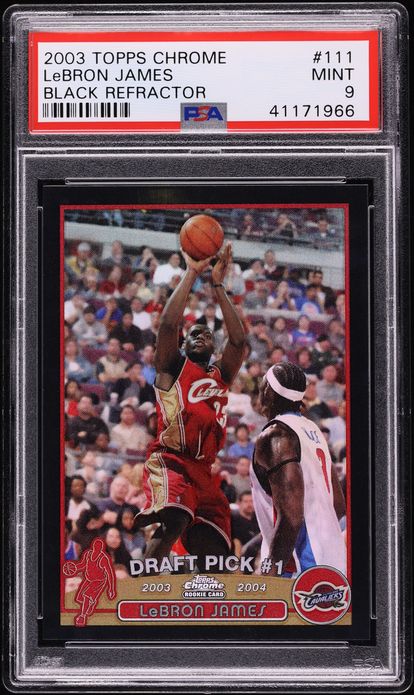 2003 Topps Chrome Black Refractor LeBron James ROOKIE /500 #111 PSA 9 MINT