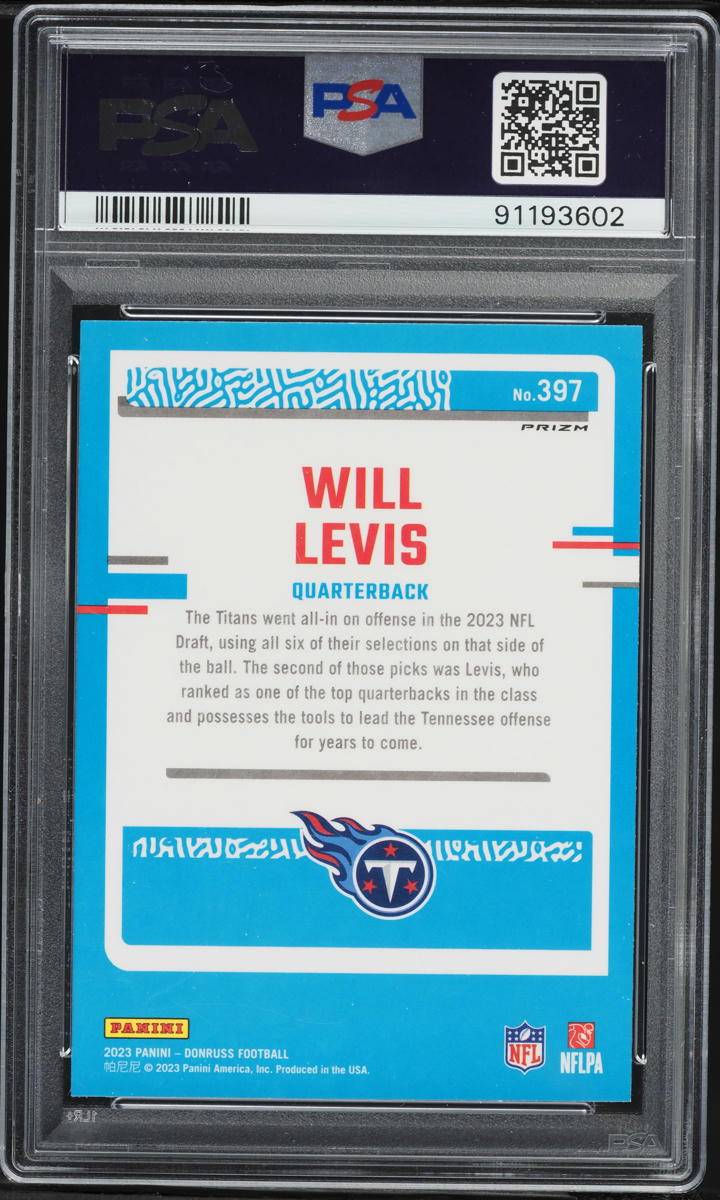 2023 Donruss Optic Preview Blue Scope Will Levis ROOKIE #397 PSA 10 GEM MINT