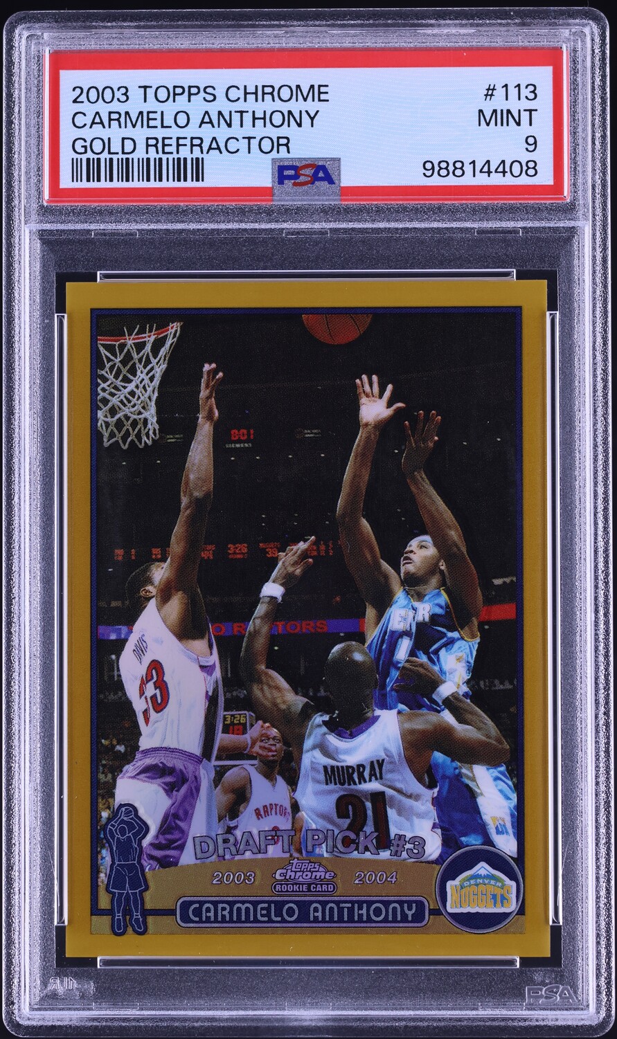 2003 Topps Chrome Gold Refractor Carmelo Anthony ROOKIE /50 #113 PSA 9 MINT