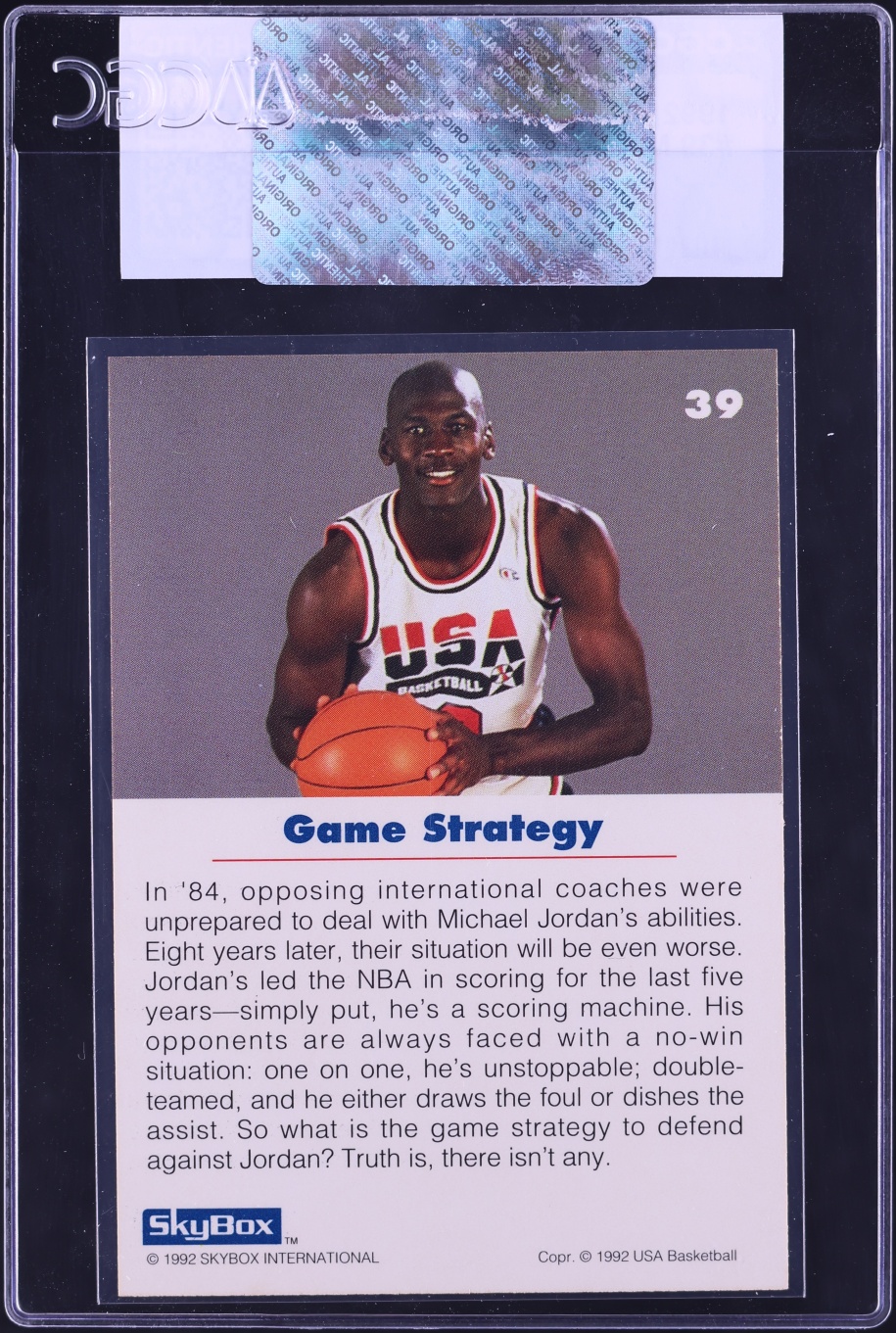 1992 SkyBox USA Basketball Michael Jordan #39 CGC AUTH