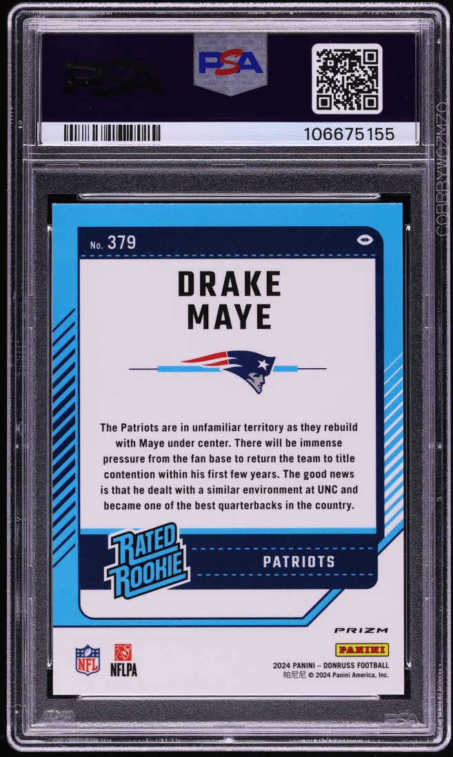 2024 Donruss Optic Preview Red Pandora Prizm Drake Maye ROOKIE #379 PSA 10 GEM MINT