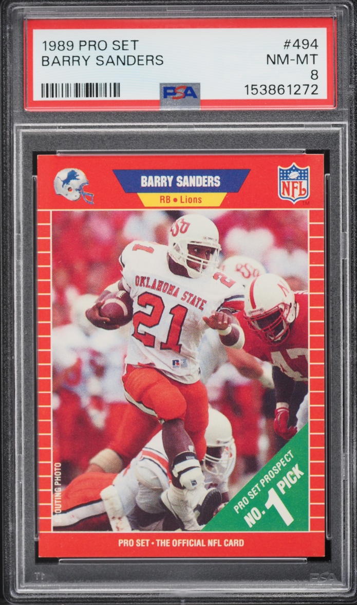 1989 Pro Set Football Barry Sanders ROOKIE #494 PSA 8 NM-MT