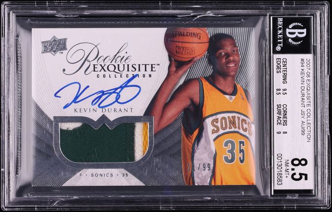 2007 Exquisite Collection Kevin Durant ROOKIE PATCH AUTO /99 #94 BGS 8.5 NM-MT+