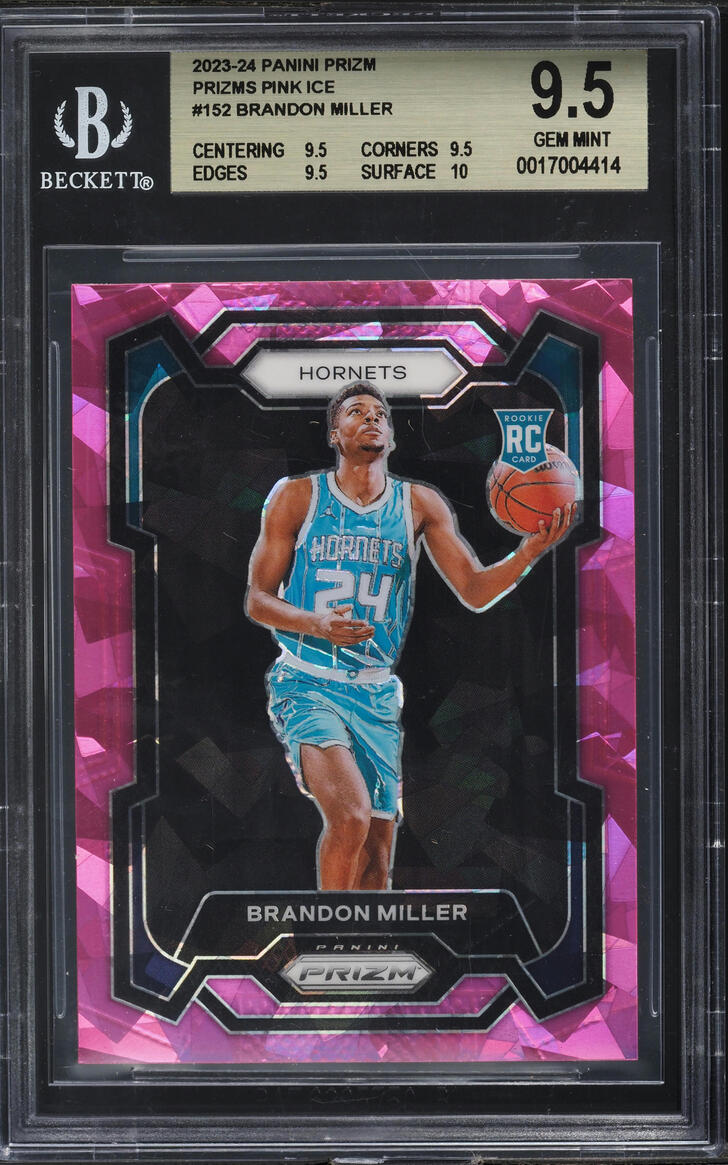 2023 Panini Prizm Pink Ice Brandon Miller ROOKIE #152 BGS 9.5 GEM MINT