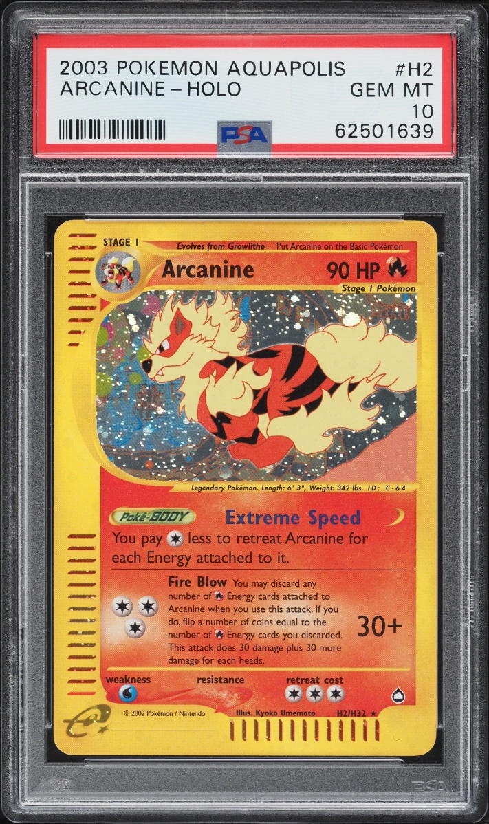 2003 Pokemon Aquapolis Holo Arcanine #H2 PSA 10 GEM MINT