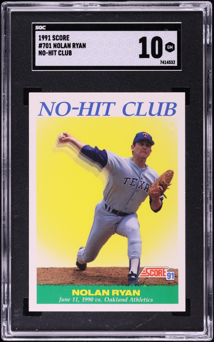 1991 Score No-Hit Club Nolan Ryan #701 SGC 10 GEM MINT