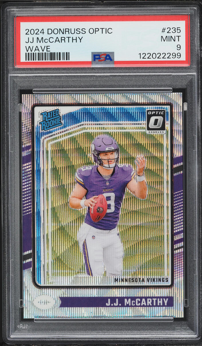2024 Donruss Optic Wave J.J. McCarthy ROOKIE /300 #235 PSA 9 MINT