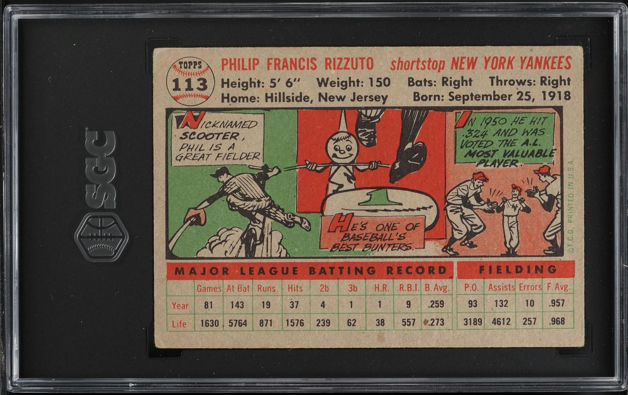 1956 Topps Phil Rizzuto #113 SGC 2.5 GD+