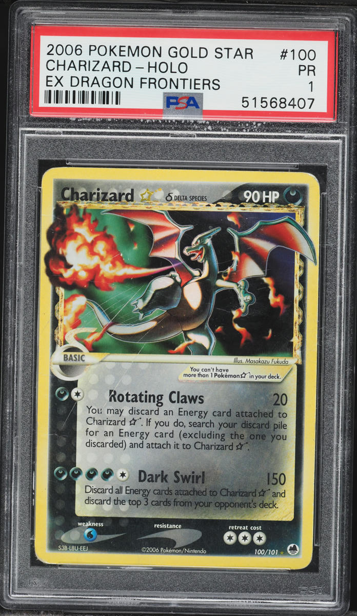 2003 Pokemon EX Dragon Frontiers Holo Charizard Gold Star #100 PSA 1 PR