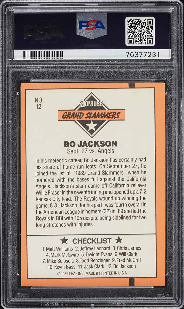1990 Donruss Grand Slammers Bo Jackson #12 PSA 6 EXMT