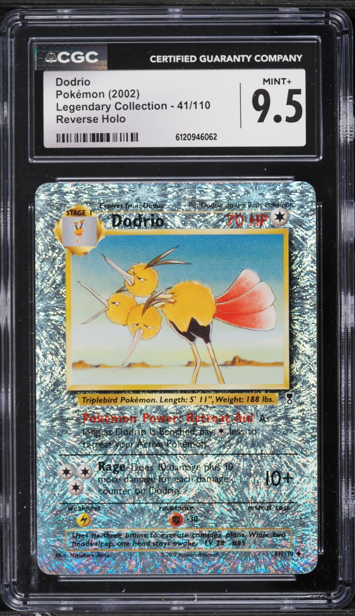 2002 Pokemon Legendary Collection Reverse Holo Dodrio #41 CGC 9.5 MINT+