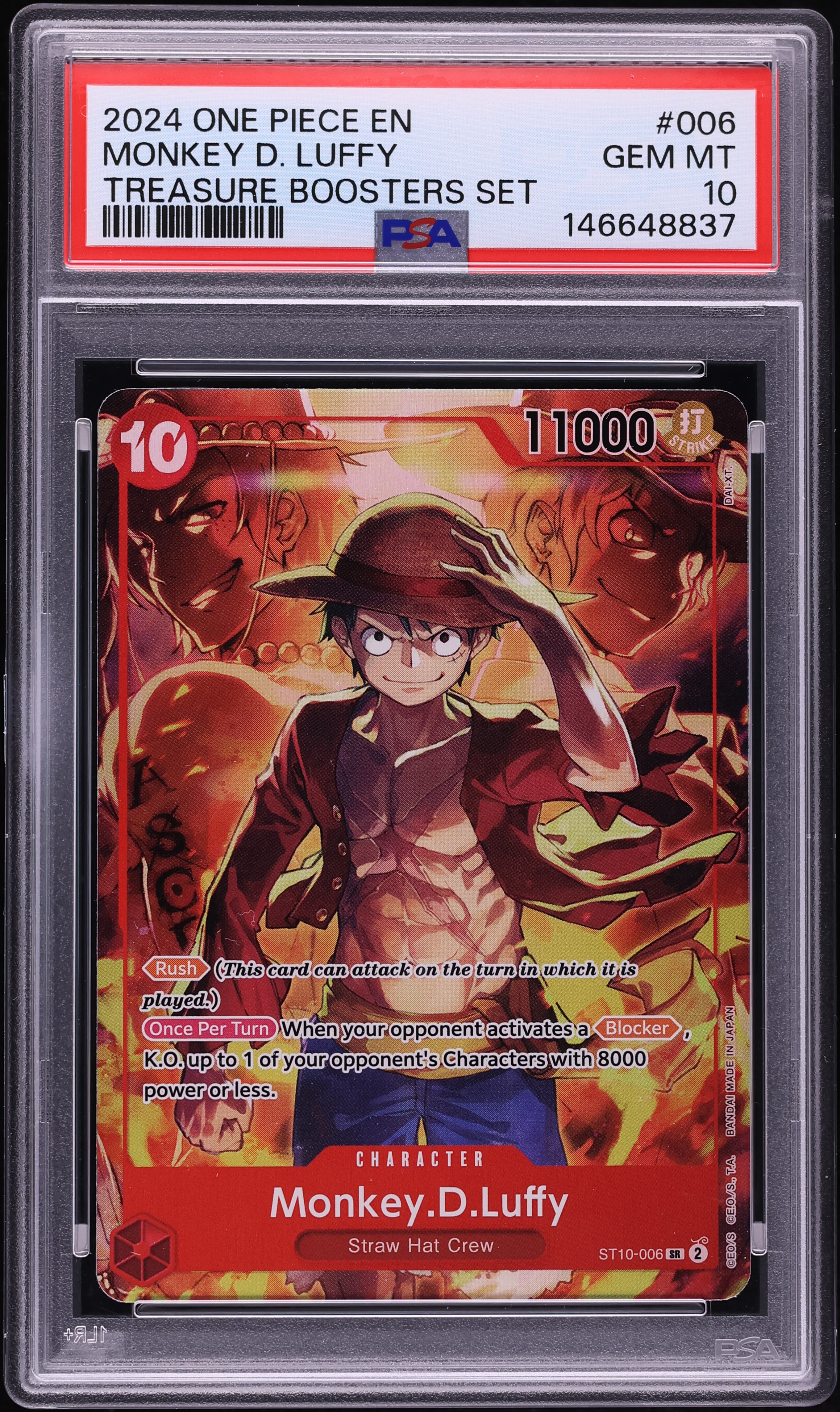 2024 One Piece Treasure Booster Set SR Monkey D. Luffy #ST10-006 PSA 10 GEM MINT