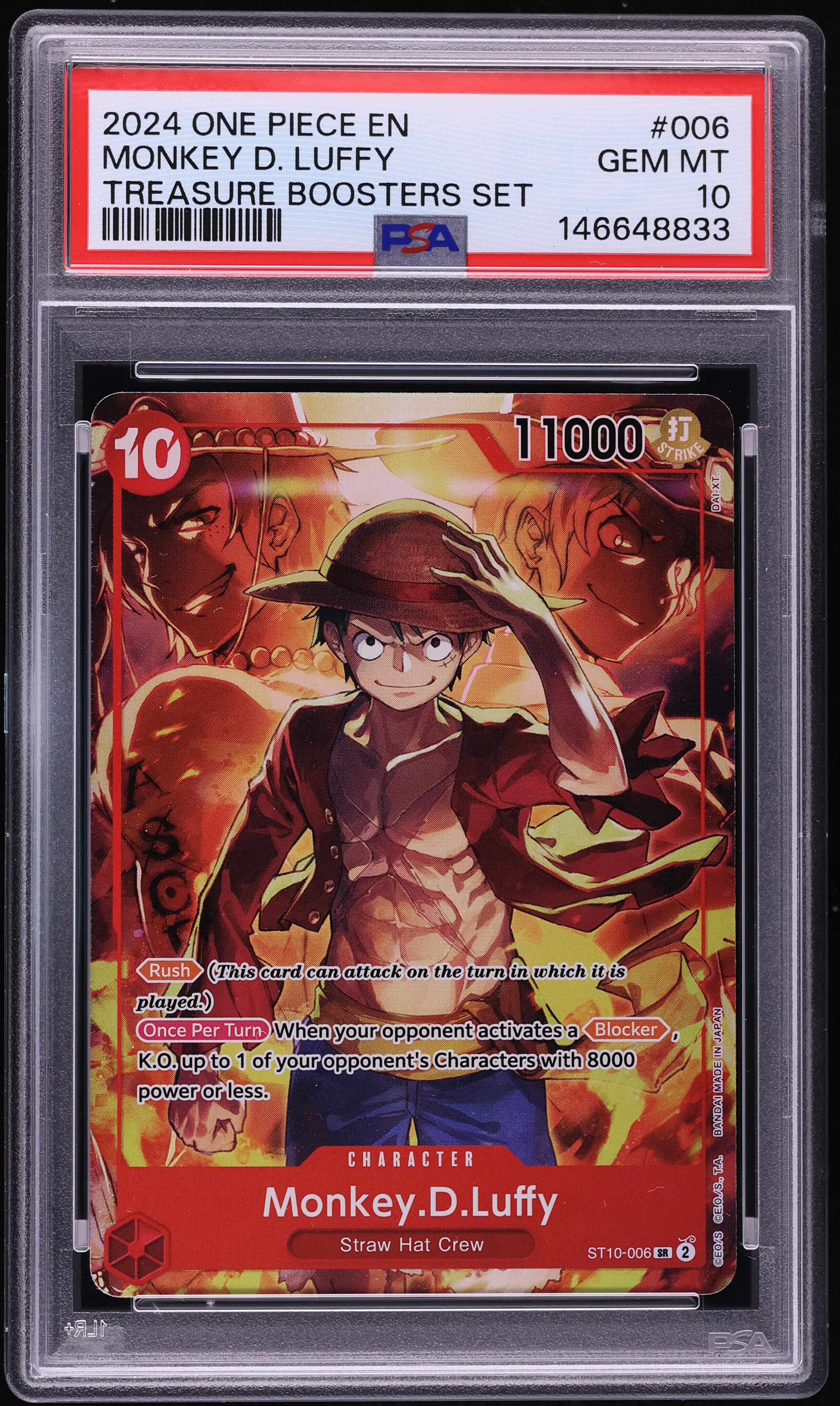 2024 One Piece Treasure Booster Set SR Monkey D. Luffy #ST10-006 PSA 10 GEM MINT