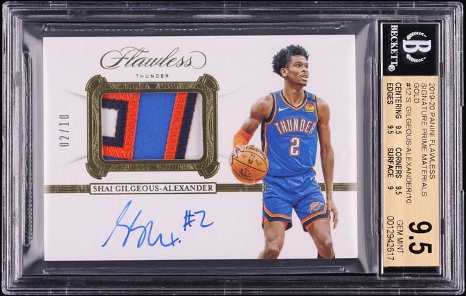 2019 Panini Flawless Gold Shai Gilgeous-Alexander PATCH AUTO JERSEY # 2/10 BGS 9.5 GEM MINT