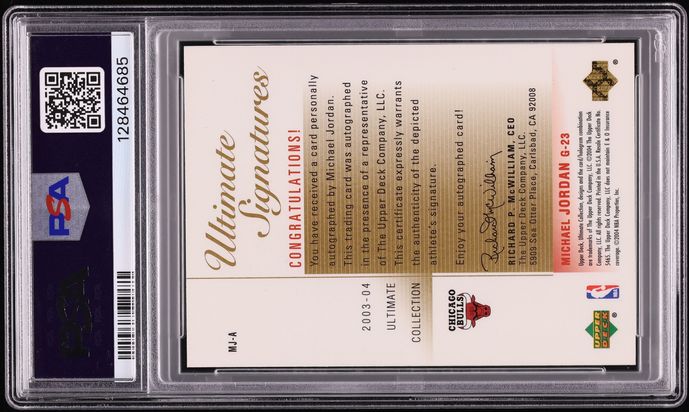 2003 Ultimate Collection Signatures Gold Michael Jordan AUTO /23 #MJ-A PSA 9 MINT