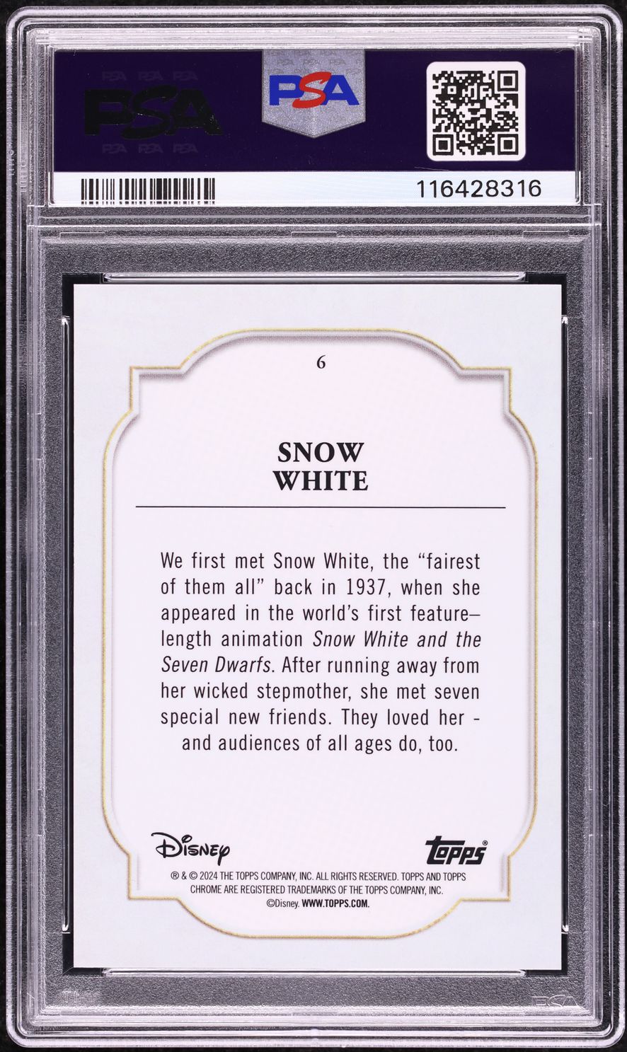 2024 Topps Chrome Disney Superfractor Snow White 1/1 #6 PSA 9 MINT