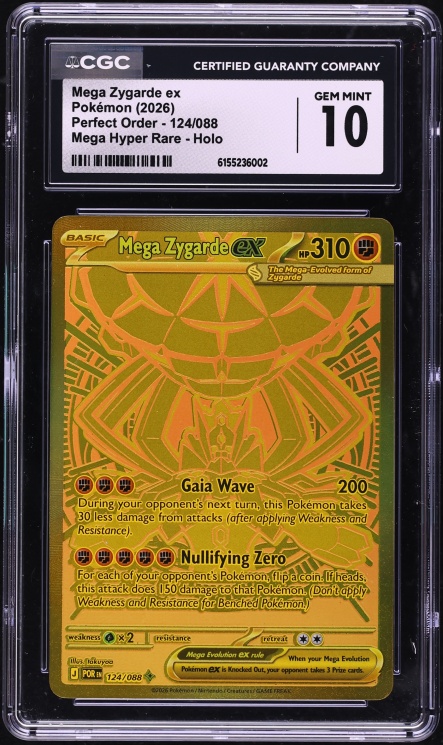 2026 Pokemon Mega Evolution Perfect Order MHR Mega Zygarde EX #124 CGC 10 GEM MINT