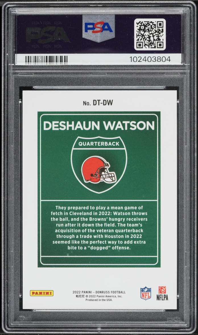 2022 Donruss Downtown Deshaun Watson #DT-DW PSA 9 MINT