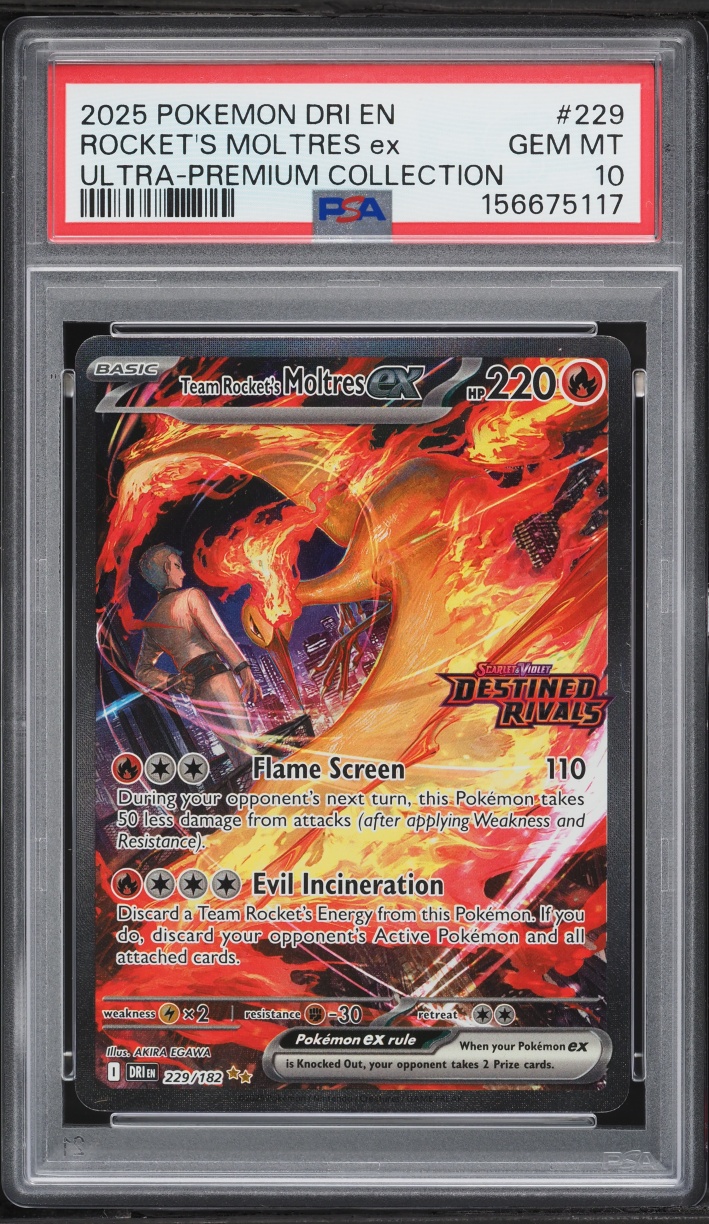 2025 Pokemon SV Destined Rivals Ultra Premium Team Rocket's Moltres Ex #229 PSA 10 GEM MINT
