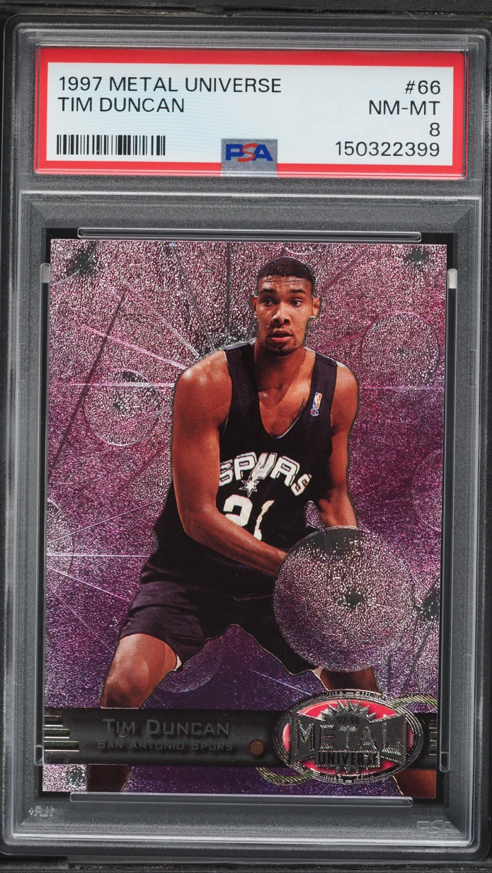 1997 Metal Universe Tim Duncan ROOKIE #66 PSA 8 NM-MT
