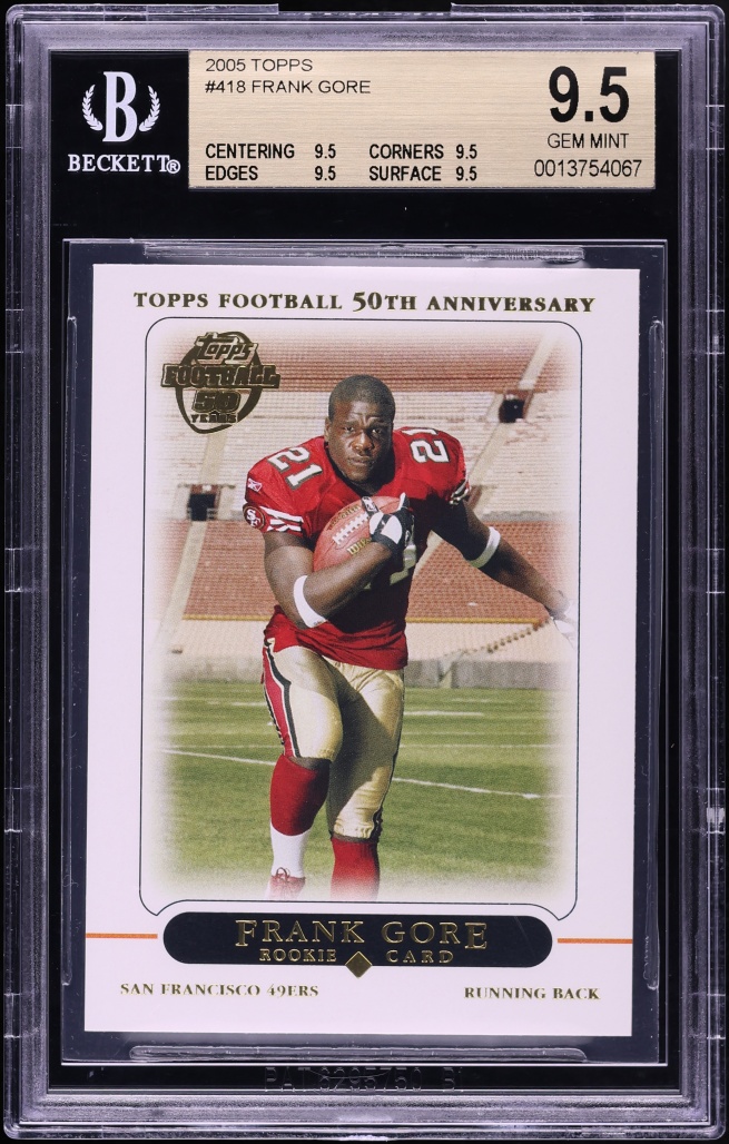 2005 Topps Football Frank Gore ROOKIE #418 BAS BGS 9.5 GEM MINT